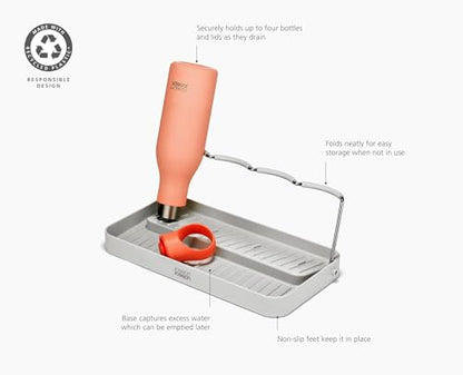 Joseph Joseph DrySmart Folding Water Bottle Drying Rack, Space-Saving Draining Board Organizer, Made from Recycled Plastic - style: Bottle