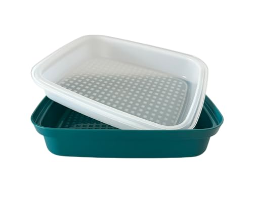 NewTupperware Season-Serve Marinade & Food Storage Container with Lid - Large Size with Grid Design for Seasoning Meats, Fish & Vegetables - Mysterious Green