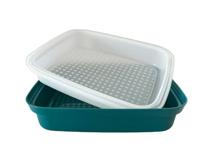 NewTupperware Season-Serve Marinade & Food Storage Container with Lid - Large Size with Grid Design for Seasoning Meats, Fish & Vegetables - Mysterious Green