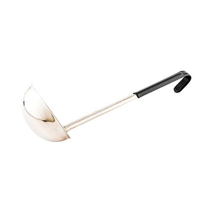 Restaurantware Met Lux 12 Ounce Soup Ladle 1 Hook Handle Serving Spoon - With Black Handle Dishwashable Stainless Steel Cooking Ladle For Pouring And Cooking Perfect for Soup Chilli Or Batter - size: 12 oz