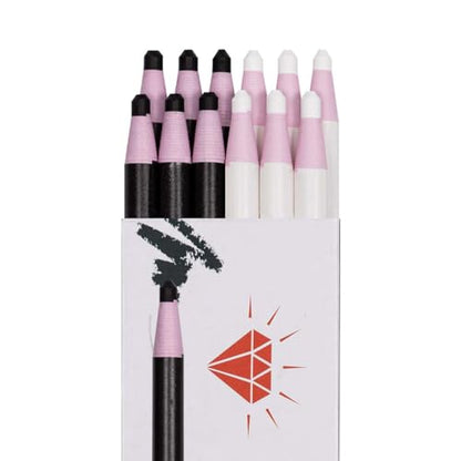 HOMSSEM New China Markers Grease Pencils – 12-Pack Multi-Surface Wax Markers for Glass, Metal, Plastic – Non-Sharpening Peel Off China Marker (Black 6p + White 6p) - color: Black 6p + White 6p
