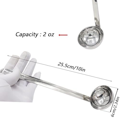 3-Pack Stainless Steel Soup Ladle Set with Hooked Long Handle 2 oz | 2 ounce serving capacity, sauce and gravy use, stew and soup serving, dishwasher safe build, comfortable hooked grip - size: 2 oz