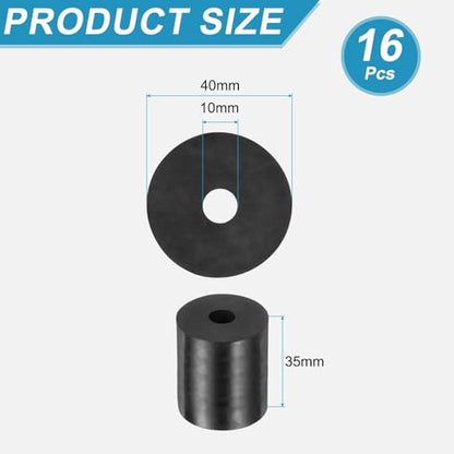 uxcell 16 Pcs Rubber Spacers 40mm OD x 10mm ID x 35mm Height Round Anti Vibration Spacer Rubber Bushing Grommets - size: 40mm OD x 10mm ID x 35mm Height