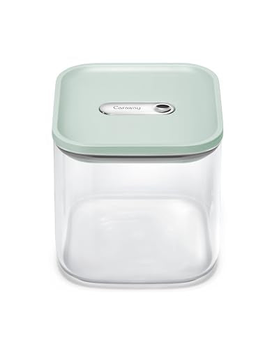 Caraway 2.5qt Glass Airtight Food Storage Container with Lid – Non-Toxic, BPA-Free Kitchen Storage Container – Stackable, Space-Saving Airtight Container for Dry Goods and More - Mist - color: Mist, size: 2.5qt Container