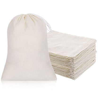 Boao 50 Pcs Cheese Cloth Tea Bags 6 x 8 inch for Straining Reusable Tea Filter Loose Empty Soup Spice Bags for Cooking Cold Brew Coffee Muslin Strainer
