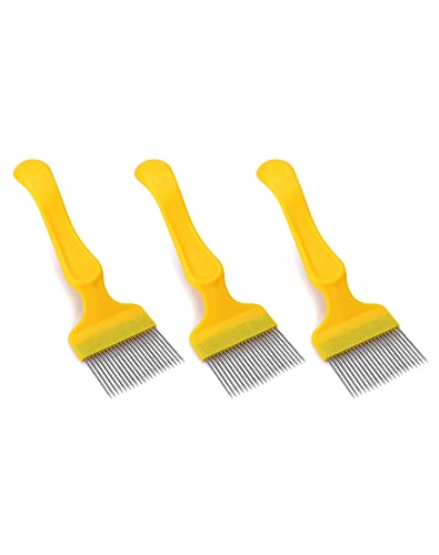 QWORK Stainless Steel Bee Keeping Uncapping Fork, 3Pcs 21-Tooth Tines Bee Honey Uncapping Fork Hive Heekeeping Tools Sturdy Beekeeping Equipment Opening Fork
