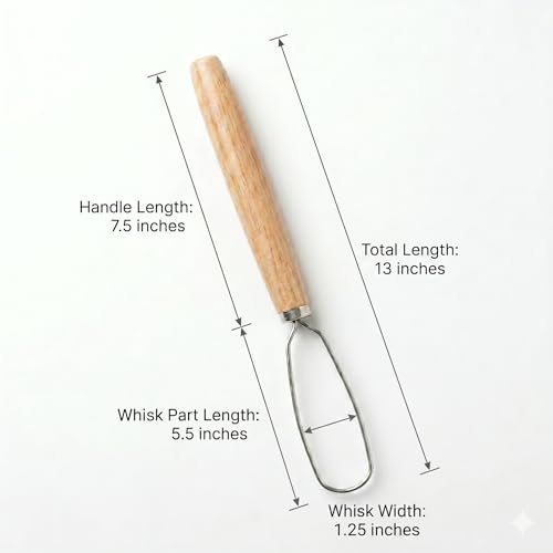 Jar Whisk | Stainless Steel with Wooden Handle | For Sourdough Starter, Peanut Butter, Almond Butter, Cashew Butter, Protein Shakes, Tahini, Yogurt, Sauces, Jams and Jellies, Honey and Pancake Batter - size: 5.5 inches Whisk Head, 13 inches total