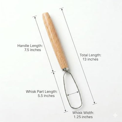 Jar Whisk | Stainless Steel with Wooden Handle | For Sourdough Starter, Peanut Butter, Almond Butter, Cashew Butter, Protein Shakes, Tahini, Yogurt, Sauces, Jams and Jellies, Honey and Pancake Batter - size: 5.5 inches Whisk Head, 13 inches total