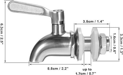 BTSKY™Stainless Steel Beverage Dispenser Replacement Spigot Fits 16mm（5/8 inch）Opening - No Lead Dispenser Replacement Faucet, Polished Finish - color: Silver