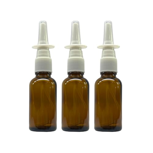 Amber Glass 1 oz Nasal Sprayer! EMPTY, Refillable, Travel Sized, Quality Glass for Saline Applications! (3 Pack) - size: 3 Count (Pack of 1)