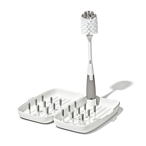 OXO Tot Travel Size Drying Rack with Bottle Brush- Gray - color: Gray