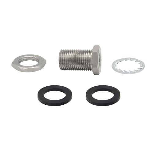 Stainless Steel Bulkhead Fitting 1/8" NPT Female Bulked Coupler Thru-Bulk Tank Fitting Connector 1-1/2" Length (Pack of 2) - size: 1/8" NPT Female to 1-1/2" Length