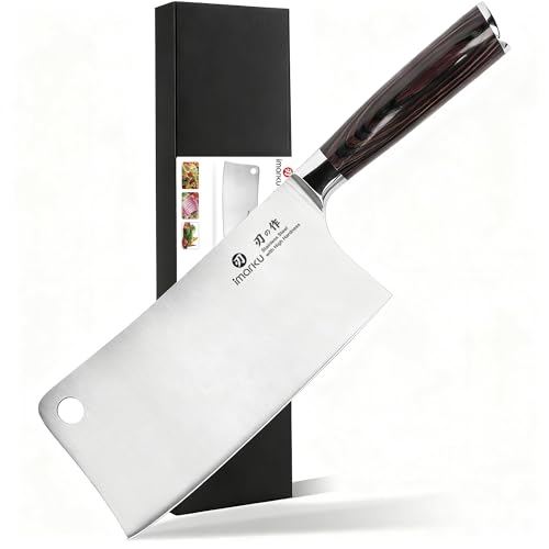 imarku Meat Cleaver 7 Inch, Razor Sharp Japanese High Carbon Steel Vegetable Cleaver Knife, Multipurpose Kitchen Chopper Butcher Knife for Home Kitchen & Restaurant, Ergonomic, Gifts for Men and Women - color: Deep Brown