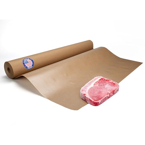 Brown Freezer Paper Roll 24" x 1800" (150 feet) - USA-made Freezer Paper for Meat & Fish - Food Wrapping Paper for Freezing Food - Plastic Coated Brown Freezer Wrap by IDL Packaging - color: Brown, size: 24" X 150 Feet, 1 Roll