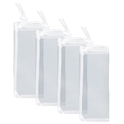 Pawfly 4 Pack Aquarium Filter Media Bags with Drawstring 150 Micron Aquarium Mesh Bag for Fine Resins, Activated Carbon, Bio Filter Balls, 8" x 3" Ceramic Rings