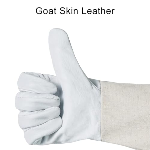 Luwint Kids Premium Goatskin Leather Garden Gloves - Protective Gauntlets for Boys Girls Planting Cactus Rose Pruning - size: X-Small