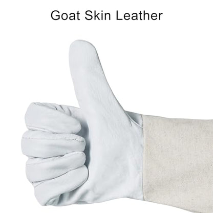 Luwint Kids Premium Goatskin Leather Garden Gloves - Protective Gauntlets for Boys Girls Planting Cactus Rose Pruning - size: X-Small