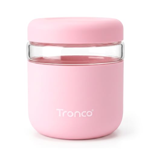Tronco 32 oz Glass Food Storage & Lunch Bowl Containers with Airtight Lids | Leak & Spill Proof Meal Prep Container with Silicone Sleeve, Microwave & Dishwasher Safe, Soup & Stew, Office Lunch,BPA-Free - color: Pink, size: 32 OZ