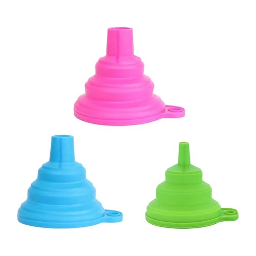Kitchen Funnel Set of 3, Large, Medium and Small, Food Grade Silicone Foldable Funnel, Used for Filling Bottles, Daily Cooking and Transferring Water Or Powder, Multi-Color