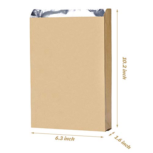 EUSOAR Disposable Food Storage Bags, 100pcs 6.3"x10.3"x1.6" Kraft Paper Bakery Bag, Lunch Bag, Aluminum Foil Greaseproof Burger BBQ Cookie Bags - color: Kraft Brown, size: 6.3x10.3x1.6 Inch