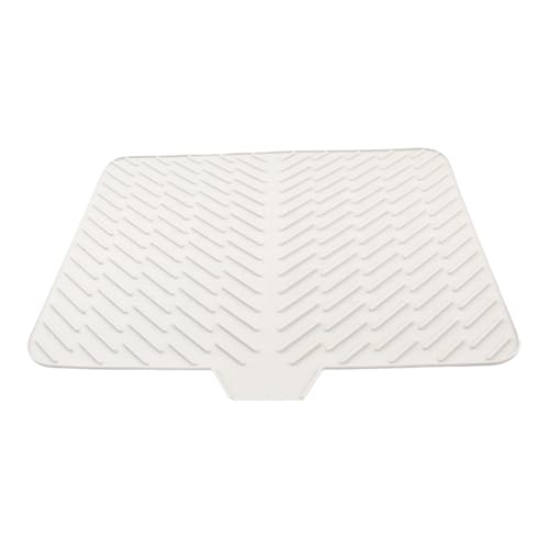 Silicone Dish Drying Mat for Kitchen Counter,23"X17" With Built-in Drain Lip,Food-Grade Silicone,Heat-Resistant Eco-friendly Hygienic Drying Mat Leak-Proof and Non-Slip,Multi-Functional Use（White） - color: White, size: 23" x 17"
