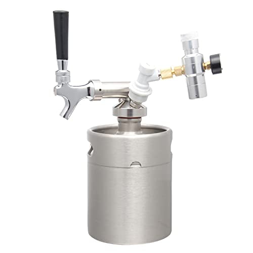Mini Stainless Steel Beer Keg,Portable Home Dispenser System to Keep Fresh for Home Kitchen Brewing Beer,Keeps Carbonation for Craft Beer Draft and Homebrew,2 liters