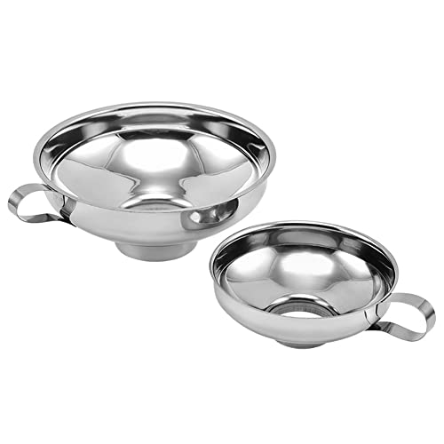 Stainless Steel Canning Funnel Wide Mouth Metal Funnels Large Kitchen Funnel Liquid Powder Transfer Funnel with Handle for Mason Jars Small