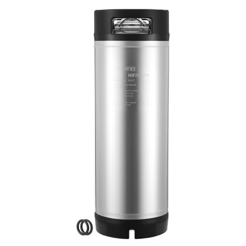 VEVOR Corny Keg, 5 Gallon Ball Lock Keg, SUS304 Cold Brew Kegs with Dual Rubber Handles & Heavy-Duty Rubber Bottom, Brewing Equipment for Home Brewing Party, 1 PCS - size: 5 Gal