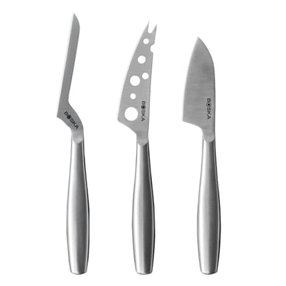 BOSKA Stainless Steel Cheese 3 Knife Set - Copenhagen for All Types of Cheese - Multi-Functional Cheese Slicer - Handheld Slicer - Silver Non-Stick - Dishwasher Safe - for Kitchen Cooking