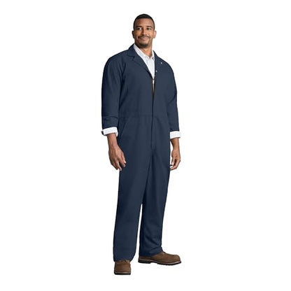 Red Kap Men's Twill Action Back Coverall With Chest Pockets - Mechanic Coveralls With Oversized Fit, Concealed Zippers - color: Navy, size: 48 Tall