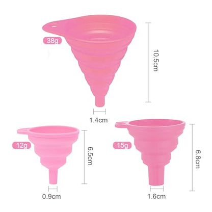 Kitchen Funnel Set 3 Pack, Small Medium Large, Kitchen Accessories Foldable Silicone Collapsible Funnels for Filling Water Bottle Liquid Transfer, Pink - color: 3 Pink