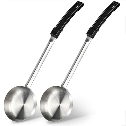 6 Ounce Solid Stainless Steel Portion Control Ladle Spoon -2Pcs Pizza Sauce Serving Spoons Portion Ladle for Sauces, Perfect for Weight Watchers, Buffets, Parties - size: 6 Ounce, style: 2 PCS