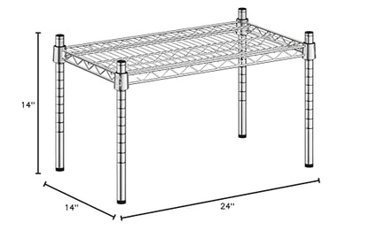 14" x 24" x 14" Chrome Wire Storage Shelf, Dunnage Rack, Commercial 1 Tier Small Shelf - color: Silver, size: 14"D x 24"W x 14"H