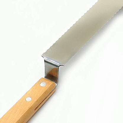 WEICHUAN Stainless Steel Serrated Uncapping Knife Beekeeping Tool | Uncapping Knife with Wooden Handle Bee Hive Hand Tool For Beekeeper