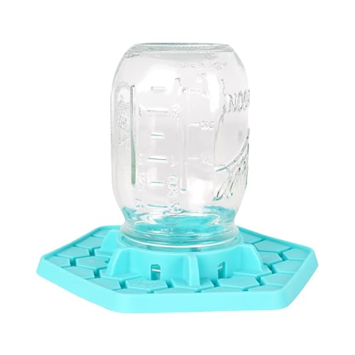 Bee Feeder for Mason Jar Made of Silicone - Bee Watering Station for Garden Compatible with Regular Mouth Mason Jars - color: Teal