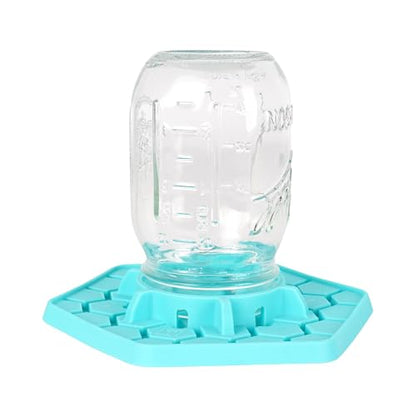 Bee Feeder for Mason Jar Made of Silicone - Bee Watering Station for Garden Compatible with Regular Mouth Mason Jars - color: Teal
