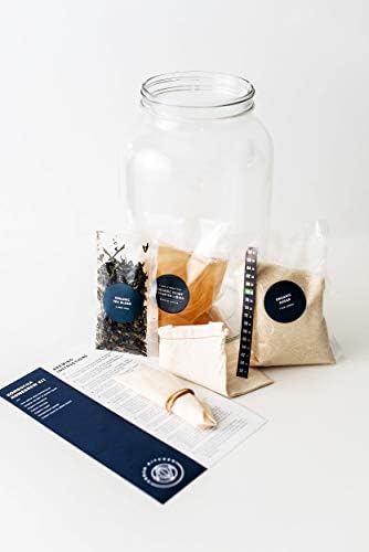 Kombucha Starter Kit - Organic SCOBY & Strong Starter Liquid. Make Delicious Kombucha at Home With Our USA Made 1 Gallon Glass Brew Jar, Temp Gauge And Custom Tea Blend (Tea And Sugar) - style: Tea and Sugar