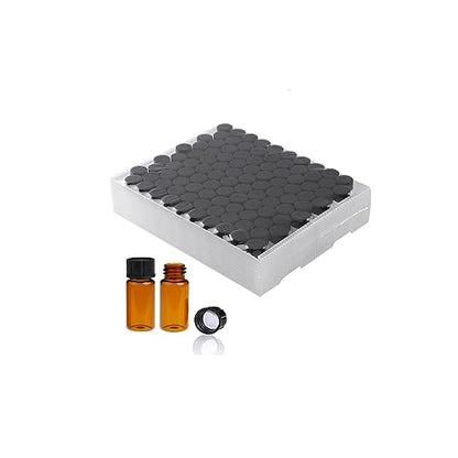3ML Glass Sample Vial,Amber Borosilicate Glass Liquid Sampling Sample Glass Thread Bottles,16 * 33mm,13-425 Black Screw Caps with PE Liner, pack of 100 - size: 3ML