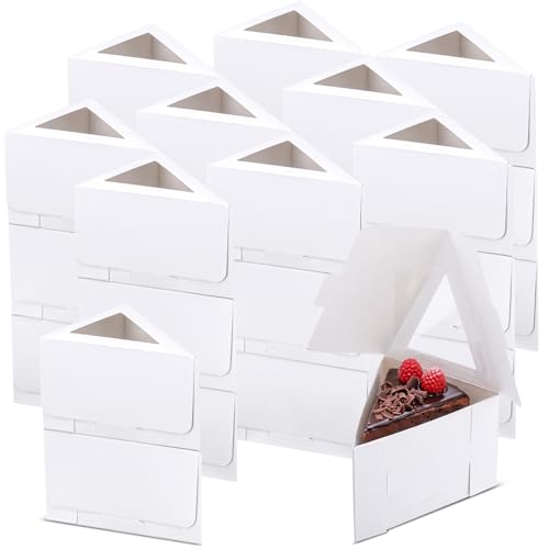 100 Pack Cake Slice Containers with Window Paper Cake Slice Boxes Triangle 4.33 Inches Disposable Dessert Boxes for Cheesecake Pie Birthday Party Bakery Cafe Packaging and Storage