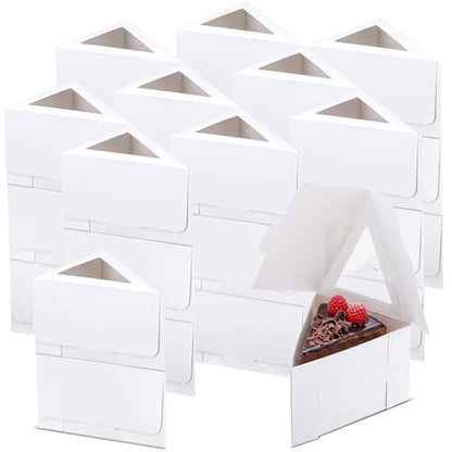 100 Pack Cake Slice Containers with Window Paper Cake Slice Boxes Triangle 4.33 Inches Disposable Dessert Boxes for Cheesecake Pie Birthday Party Bakery Cafe Packaging and Storage