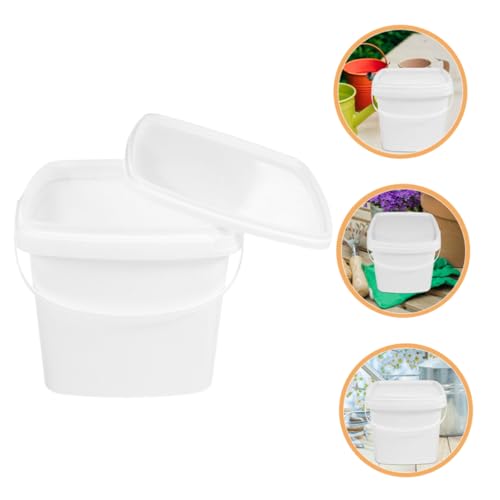 2pcs Square Plastic Buckets Lids for Kitchen Containers Lids Brining Container Square Portable Bucket Storage Water - color: White