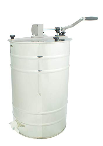 Lyson 4-Frame Stainless Steel Honey Extractor – Hand Crank Tangential Beekeeping Spinner with Clear Plexiglass Lid for Langstroth Frames