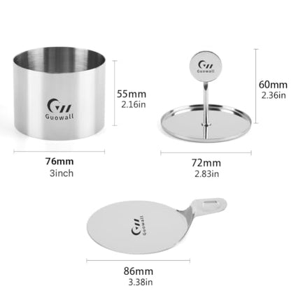1pcs Seamless Cake Ring Mold Stainless Steel Round Mousse Mould for Baking (Includes 1 Ring, 1 Pusher and 1 Lifter) - size: 3 inch (1-ring-set)