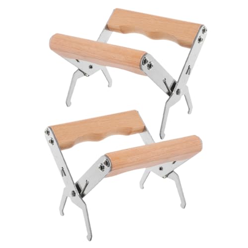 2pcs Steel Beehive Frame Gripper with Wooden Handle, Beekeeping Frame Grip Holder Tool for Hive Inspection and Honey Harvesting Equipment