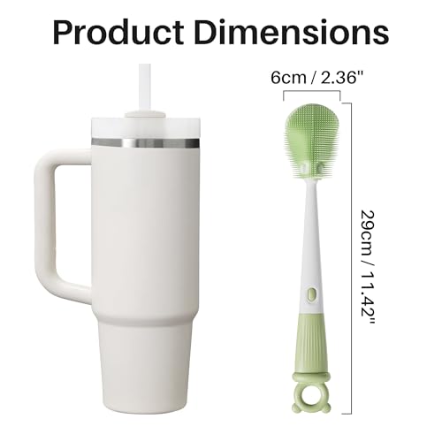 JOYMOOP Silicone Bottle Brush & Straw Cleaner Brush Set, Multi-Functional Bottle Washer for Sports Water Bottle,Glassware,Vase,and Narrow Neck Containers,Green - color: Green