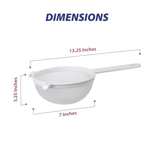 HIC Kitchen Double-Ear Fine Mesh Strainer, BPA-Free, 7-Inch, For Sifting Baking Ingredients, Straining, And Draining Soups, Stocks, And Sauces - color: Double-Ear Fine Mesh White, size: 7-Inch