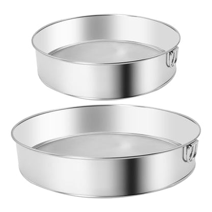 2 Pcs Round Flour Sieve Stainless Steel Round Flour Sifter 8 Inch and 6 Inch 60 Mesh Fine Mesh Flouring Sieve for Baking Cake Bread
