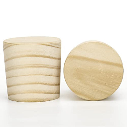 Weysat 2 Pcs Wine Barrel Cork Plug Stopper 1.77~2 Inch Whiskey Barrel Bung Hole Plug Oak Wood for Whiskey Beer Bottle Crafts