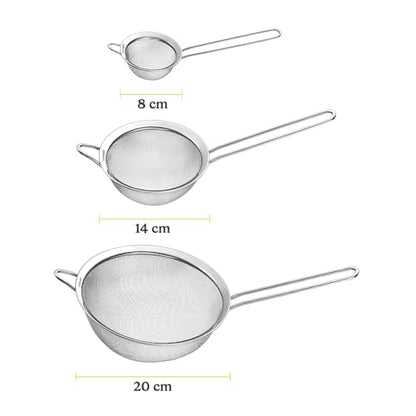 Cuisinart, Mesh Strainers, Stainless Steel Mesh Strainers for Kitchen, Fine Mesh Kitchen Strainer Set for Sifting, Straining and Cooking, Ctg-00-3Ms, 3 Count