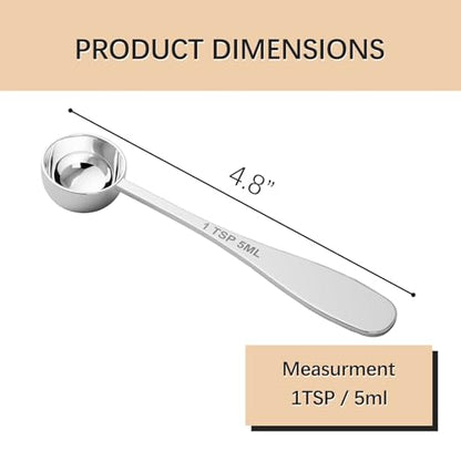 2PCS 1tsp(1/3tbsp, 5 ml) Single Measuring Spoon, Stainless Steel Individual Teaspoon, Metal Measure Scoop with Gift Box - size: 1 tsp | 1/3 tbsp | 5 ml | 1/6 oz